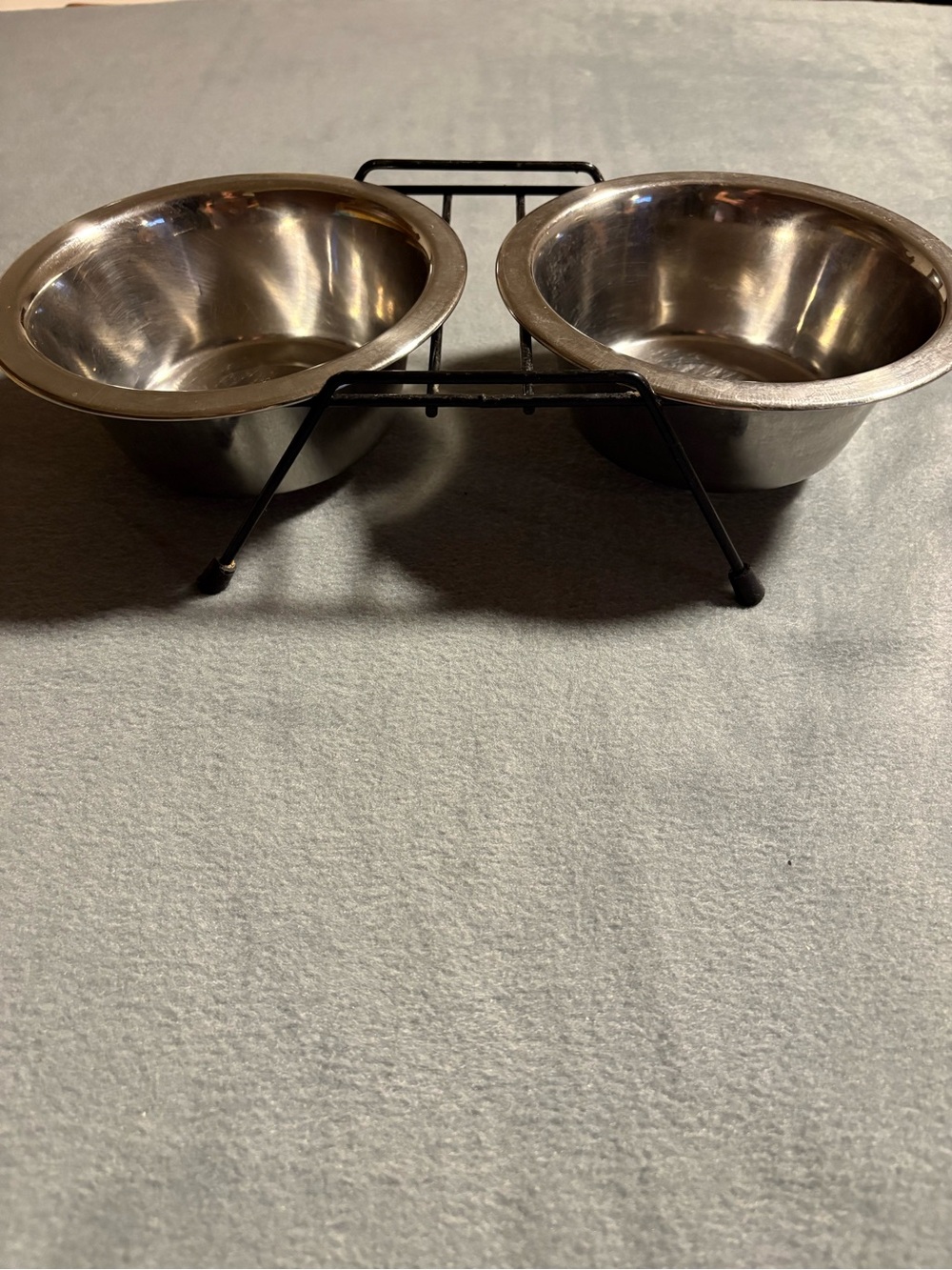 Stainless Steel Double Pet Bowl with Black Stand - Unbranded